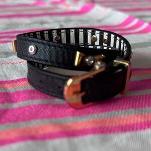Henri Bendel Black and Gold Double Wrap Bracelet